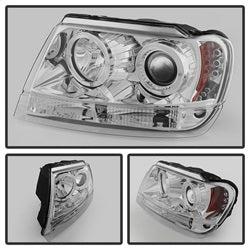 Spyder Jeep Grand Cherokee 99-04 Projector Headlights - LED Halo - Chrome