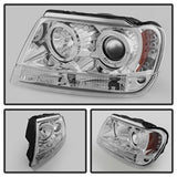 Spyder Jeep Grand Cherokee 99-04 Projector Headlights - LED Halo - Chrome
