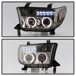 Spyder Signature Toyota Sequoia/Tundra 08-13 Smoke Halo Projector Headlights w/o Headlight Washer