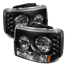 Spyder Signature Chevrolet Silverado 1500/Silverado 2500/Silverado 3500/Suburban 1500/Suburban 2500/Tahoe 99-02 1 pc. LED Crystal Headlights w/Bumper Lights Black