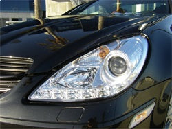 Spyder Signature Mercedes-Benz SLK280/SLK300/SLK350/SLK55 AMG 06-08 Xenon/HID Model Only DRL LED Projector Headlights Not Compatible w/Halogen Model Chrome