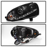 Spyder Signature Volkswagen GTI/Jetta/Rabbit 06-09 Halogen Model Only DRL LED Projector Headlights Not Compatible w/Xenon/HID Model Black