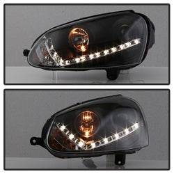 Spyder Signature Volkswagen GTI/Jetta/Rabbit 06-09 Halogen Model Only DRL LED Projector Headlights Not Compatible w/Xenon/HID Model Black