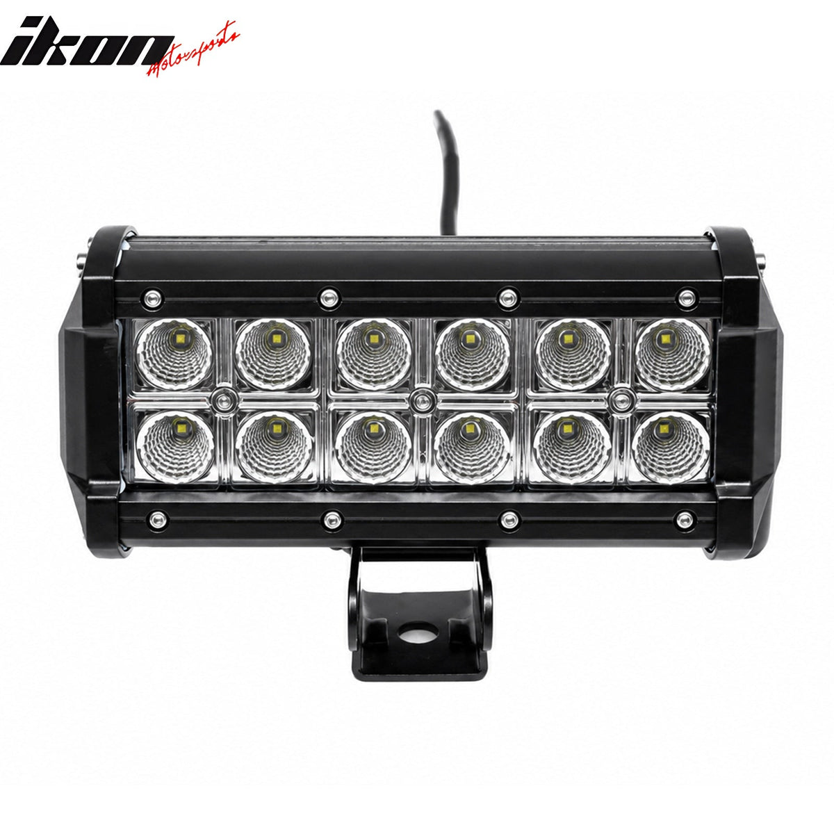 7" 36W 12 LED 2 Row 60 Degree Flood LED Work Light Bar Spot Flood Combo Truck SUV ATV Off Road For Universal Black