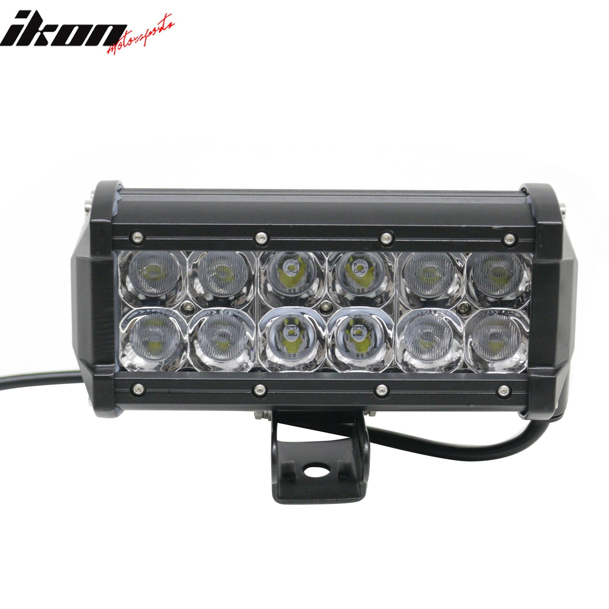7" 36W 12 LED 2 Row 8 Spot Center + 60 Flood Outer LED Work Light Bar Spot Flood Combo Truck SUV ATV Off Road For Universal Black