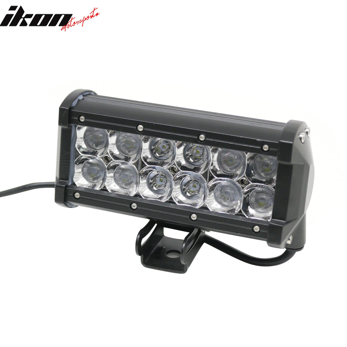 7" 36W 12 LED 2 Row 8 Spot Center + 60 Flood Outer LED Work Light Bar Spot Flood Combo Truck SUV ATV Off Road For Universal Black