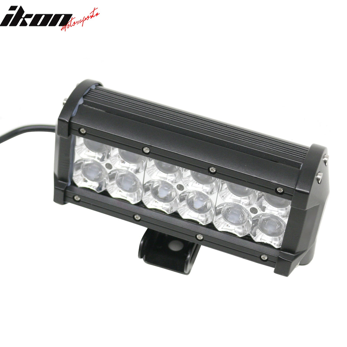 7" 36W 12 LED 2 Row 8 Spot Center + 60 Flood Outer LED Work Light Bar Spot Flood Combo Truck SUV ATV Off Road For Universal Black