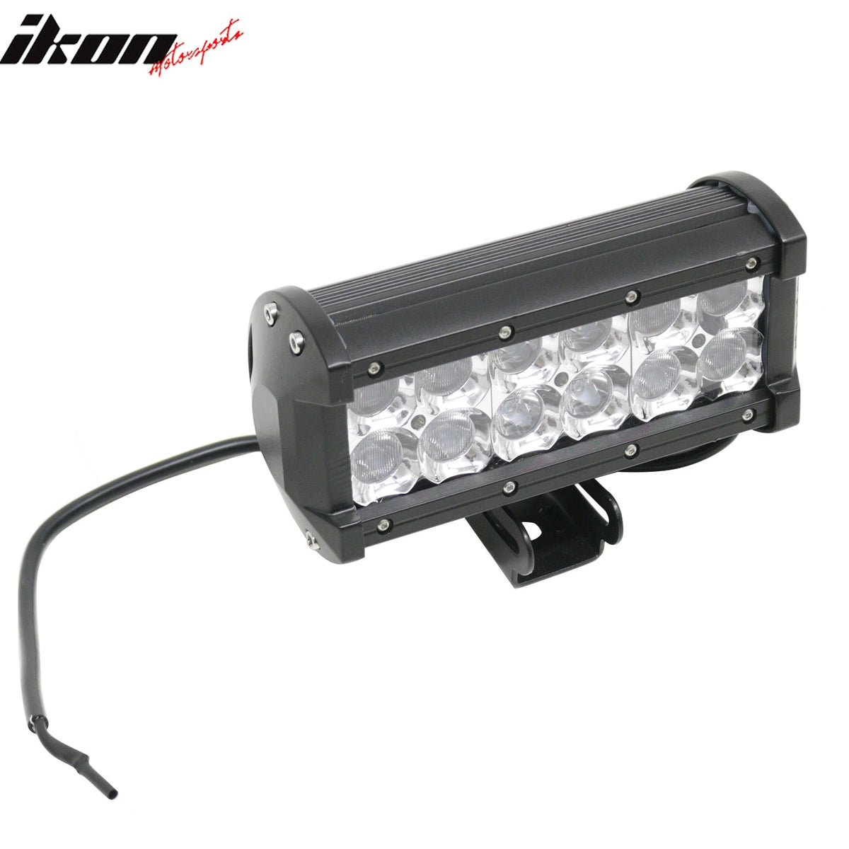 7" 36W 12 LED 2 Row 8 Spot Center + 60 Flood Outer LED Work Light Bar Spot Flood Combo Truck SUV ATV Off Road For Universal Black