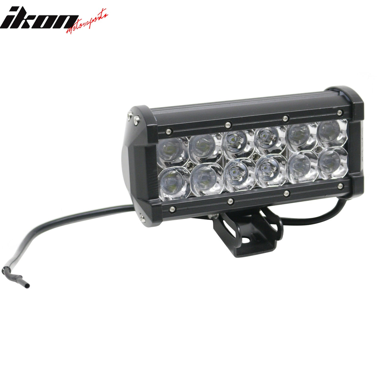 7" 36W 12 LED 2 Row 8 Spot Center + 60 Flood Outer LED Work Light Bar Spot Flood Combo Truck SUV ATV Off Road For Universal Black