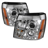 Spyder Signature Cadillac Escalade/Escalade ESV/Escalade EXT 02-03 Halogen Model Only Halo DRL LED Projector Headlight Not Compatible w/Xenon/HID Model Chrome