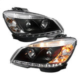 Spyder Mercedes Benz C-Class 08-11 Projector Headlights - Halogen Model Only ( Not Compatible With Xenon/HID Model ) - DRL - Black