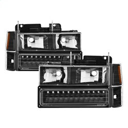 xTune 94-98 Chevy C/K C/10 1500/2500/3500/92-99 Tahoe/92-99 Suburban/94-98 Silverado/92-94 Blazer Full Size Corner/LED Bumper Headlights - Black