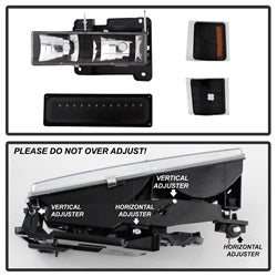 xTune 94-98 Chevy C/K C/10 1500/2500/3500/92-99 Tahoe/92-99 Suburban/94-98 Silverado/92-94 Blazer Full Size Corner/LED Bumper Headlights - Black