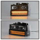 xTune 94-98 Chevy C/K C/10 1500/2500/3500/92-99 Tahoe/92-99 Suburban/94-98 Silverado/92-94 Blazer Full Size Corner/LED Bumper Headlights - Black