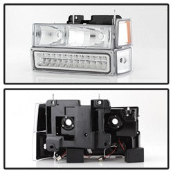 xTune 94-98 Chevy C/K C/10 1500/2500/3500/92-99 Tahoe/92-99 Suburban/94-98 Silverado/92-94 Blazer Full SizeCorner/LED Bumper Headlights - Chrome