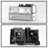 xTune 94-98 Chevy C/K C/10 1500/2500/3500/92-99 Tahoe/92-99 Suburban/94-98 Silverado/92-94 Blazer Full SizeCorner/LED Bumper Headlights - Chrome