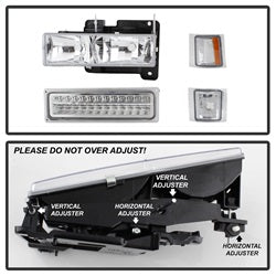 xTune 94-98 Chevy C/K C/10 1500/2500/3500/92-99 Tahoe/92-99 Suburban/94-98 Silverado/92-94 Blazer Full SizeCorner/LED Bumper Headlights - Chrome