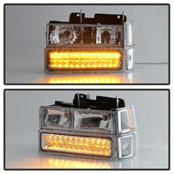 xTune 94-98 Chevy C/K C/10 1500/2500/3500/92-99 Tahoe/92-99 Suburban/94-98 Silverado/92-94 Blazer Full SizeCorner/LED Bumper Headlights - Chrome