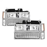 xTune 94-98 Chevy C/K C/10 1500/2500/3500/92-99 Tahoe/92-99 Suburban/94-98 Silverado/92-94 Blazer Full SizeCorner/LED Bumper Headlights - Chrome