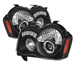 Spyder Signature Jeep Grand Cherokee 08-10 Non-Replaceable LED Halo LED Projector Headlights Black