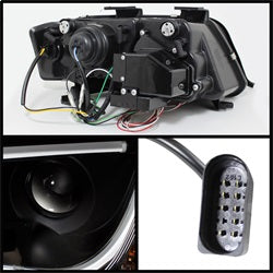 Spyder Signature Audi A6/A6 Quattro 02-04 Light Tube DRL LED Projector Headlights Not For Use w/Xenon/HID Models Halogen Model Only