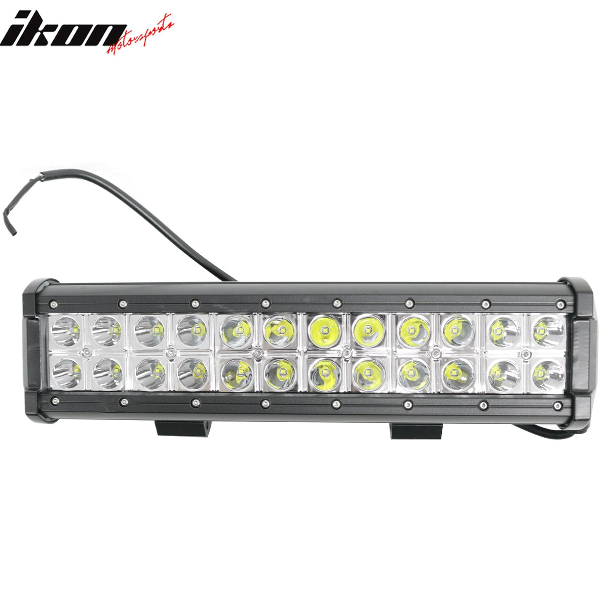 13" 72W 24 LED 2 Row 30 Degree Flood LED Work Light Bar Spot Flood Combo Truck SUV ATV Off Road For Universal Black