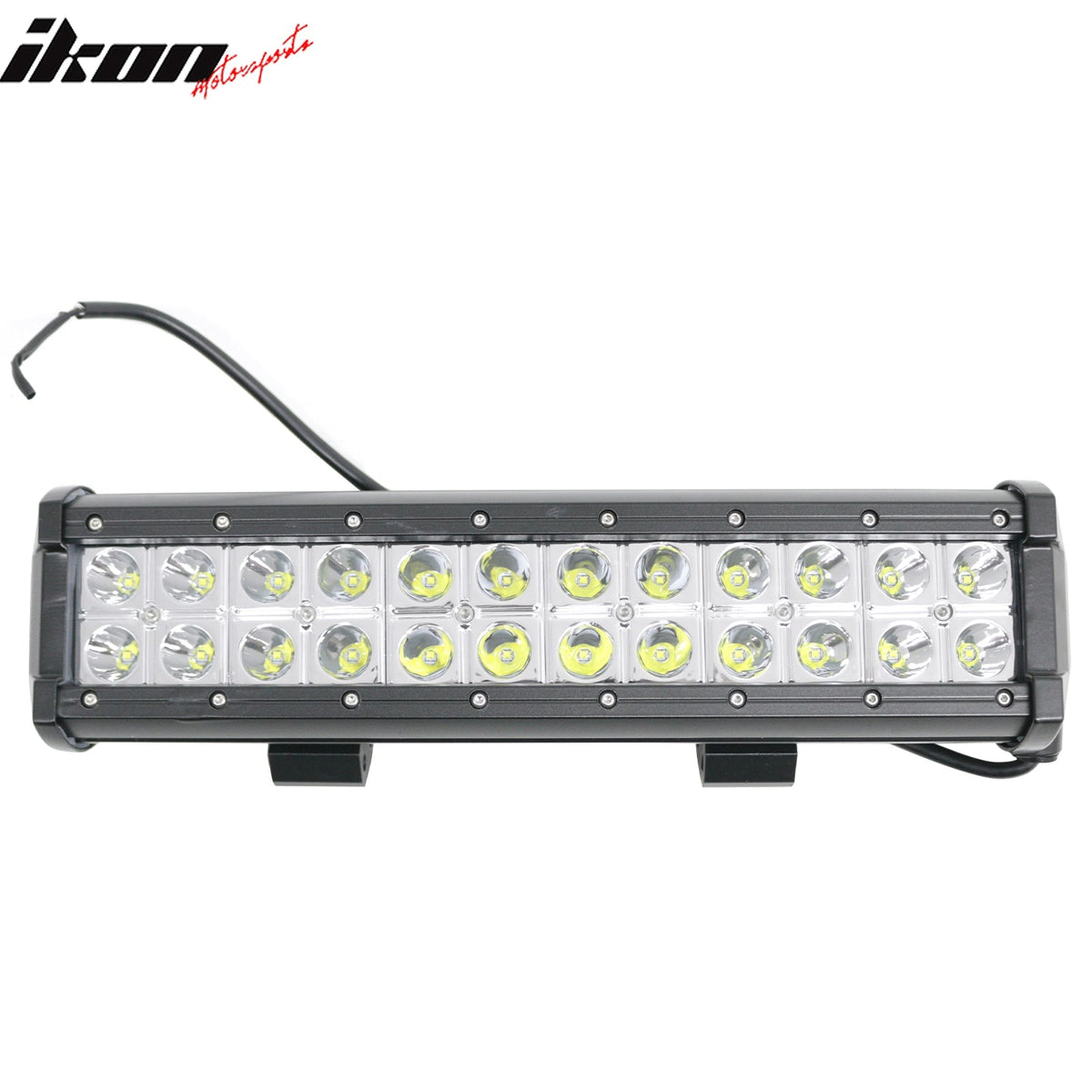 13" 72W 24 LED 2 Row 30 Degree Flood LED Work Light Bar Spot Flood Combo Truck SUV ATV Off Road For Universal Black
