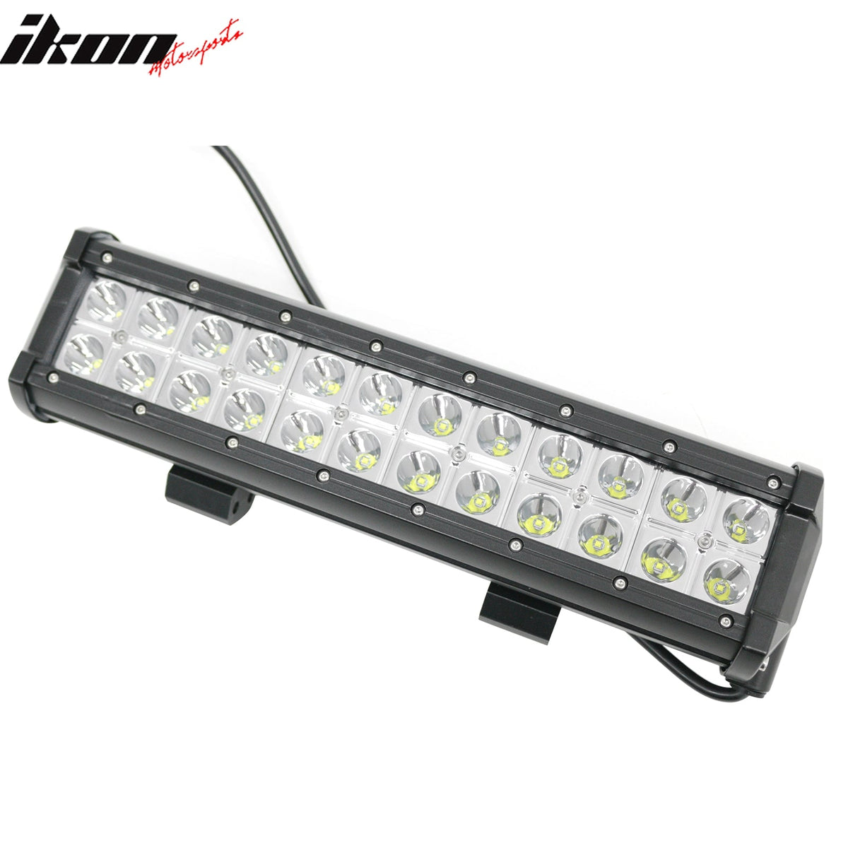13" 72W 24 LED 2 Row 30 Degree Flood LED Work Light Bar Spot Flood Combo Truck SUV ATV Off Road For Universal Black