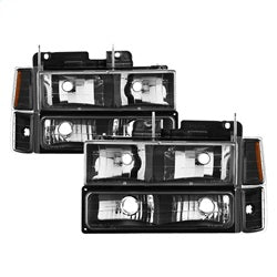 xTune Chevrolet C1500 Pickup/C1500 Suburban/C2500 Pickup/C2500 Suburban/C3500 Pickup/K1500 Pickup/K1500 Suburban/K2500 Pickup/K2500 Suburban/K3500 Pickup/Tahoe 94-98 w/Corner And Parking Lights XTune Headlights 8 pc. Set Black