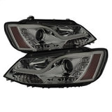 Spyder Volkswagen Jetta 11-14 Projector Headlights - Halogen Model Only -  Light Tube DRL - Smoke