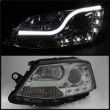 Spyder Volkswagen Jetta 11-14 Projector Headlights - Halogen Model Only -  Light Tube DRL - Smoke