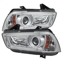 Spyder Signature Dodge Charger 11-14 Light Tube DRL Projector Headlights Factory Xenon Model Only Not Compatible w/Halogen Model