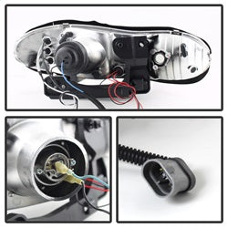 Spyder Signature Chevrolet Camaro 98-02 Replaceable LEDs Halo LED Projector Headlights High 9005 Not Included Low H1 Included