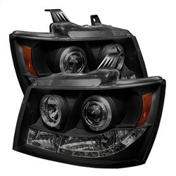 Spyder Signature Chevrolet Avalanche/Suburban 1500/Suburban 2500/Tahoe 07-13 Replaceable LEDs Halo LED Projector Headlights High H1/Low H1 Included Black Smoke