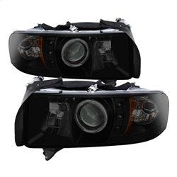 Spyder Signature Dodge Ram 1500/Ram 2500/Ram 3500 94-01 Replaceable LEDs Halo LED Projector Headlights High H1/Low H1 Included Black Smoke