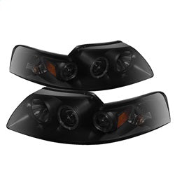 Spyder Signature Ford Mustang 99-04 High H1/Low H1 Black Smoke Halo LED Projector Headlights