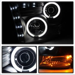 Spyder Signature Dodge Ram 1500/Ram 2500/Ram 3500/1500/2500/3500 09-10 Replaceable LEDs CCFL Halo LED Projector Headlights Halogen Model Only Not Compatible w/Factory Projector/LED DRL