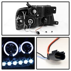 Spyder Signature Ford F-150 04-08 Version 2 CCFL Halo LED Projector Headlights Replaceable LEDs High H1 And Low 9006 Included