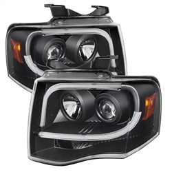 Spyder Ford Expedition 07-13 Projector Headlights - Light Tube DRL - Black