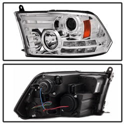 Spyder Signature Ram 1500/2500/3500 13-16 Light Bar DRL Projector Headlights Chrome Not Compatible On Models w/Factory Dual Lamp/Quad Lamp Headlights