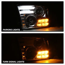 Spyder Signature Ram 1500/2500/3500 13-16 Light Bar DRL Projector Headlights Chrome Not Compatible On Models w/Factory Dual Lamp/Quad Lamp Headlights