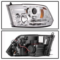 Spyder Signature Dodge Ram 1500/Ram 2500/Ram 3500/1500/2500/3500 09-10 Light Bar DRL Projector Headlights Chrome High 9005 Not Incl./Low H1 Incl.