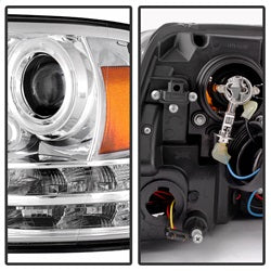 Spyder Signature Dodge Ram 1500/Ram 2500/Ram 3500/1500/2500/3500 09-10 Light Bar DRL Projector Headlights Chrome High 9005 Not Incl./Low H1 Incl.