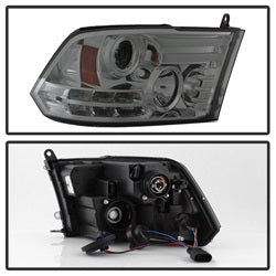 Spyder Signature Ram 1500/2500/3500 13-16 Light Bar DRL Projector Headlights Smoke Not Compatible On Models w/Factory Dual Lamp/Quad Lamp Headlights