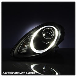 Spyder Signature Porsche Boxster 06-08 Halogen Model Only DRL Projector Headlights Not Compatible With Xenon/HID Model Black