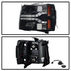 Spyder Signature Chevrolet Silverado 1500/Silverado 2500 HD/Silverado 3500 HD 07-13 Version 2 DRL LED Projector Headlights Black