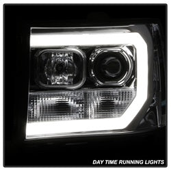 Spyder Signature GMC Sierra 1500/Sierra 2500 HD/Sierra 3500 HD 07-13 Version 2 Light Bar DRL LED Projector Headlights Chrome