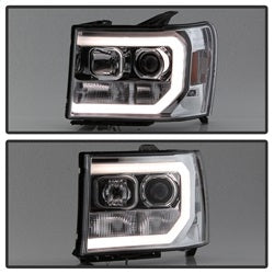 Spyder Signature GMC Sierra 1500/Sierra 2500 HD/Sierra 3500 HD 07-13 Version 2 Light Bar DRL LED Projector Headlights Chrome