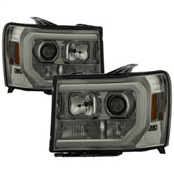Spyder Signature GMC Sierra 1500/Sierra 2500 HD/Sierra 3500 HD 07-13 Version 2 Light Bar DRL LED Projector Headlights Smoke