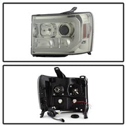 Spyder Signature GMC Sierra 1500/Sierra 2500 HD/Sierra 3500 HD 07-13 Version 2 Light Bar DRL LED Projector Headlights Smoke